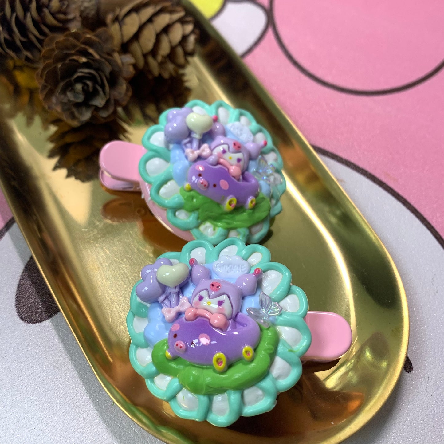 Kuromi DIY Cute Decoden Hair Clips | Handmade Custom Cream Glue Hairclips